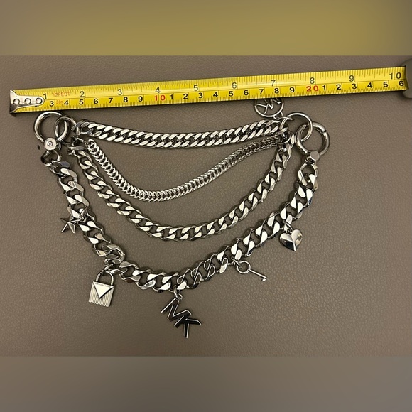 Michael Kors Silver Multi-Chain Charm Belt Bag Strap - Picture 2 of 4
